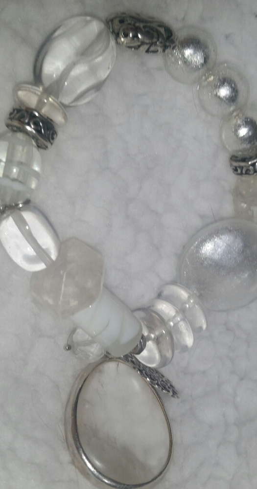 Silpada 925 Sterling Silver, Foiled Glass Bracelet